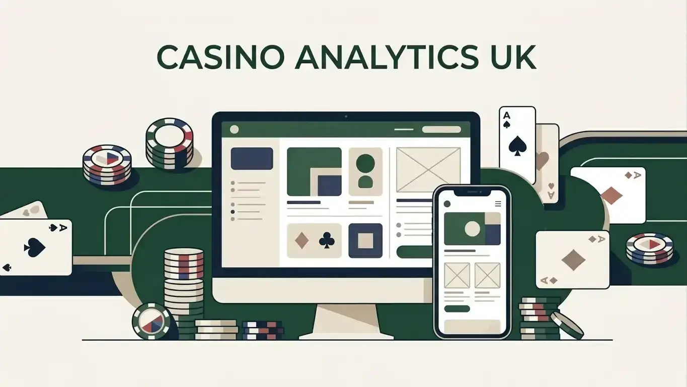 Casino-themed symbols, phone interface shapes and regulatory imagery
