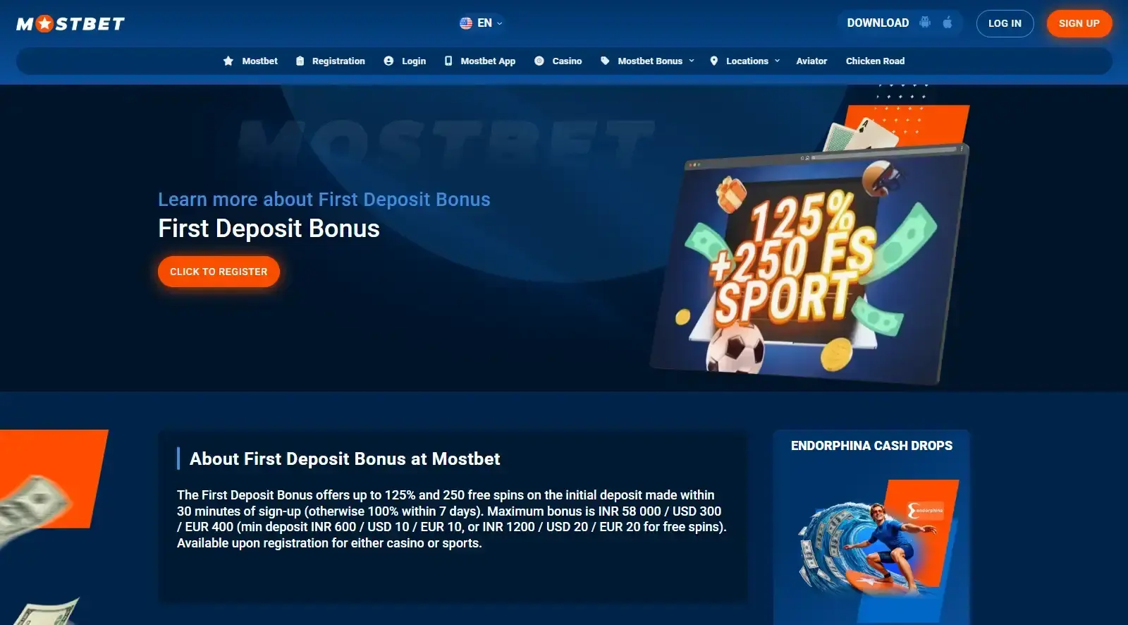Mostbet first deposit bonus terms page