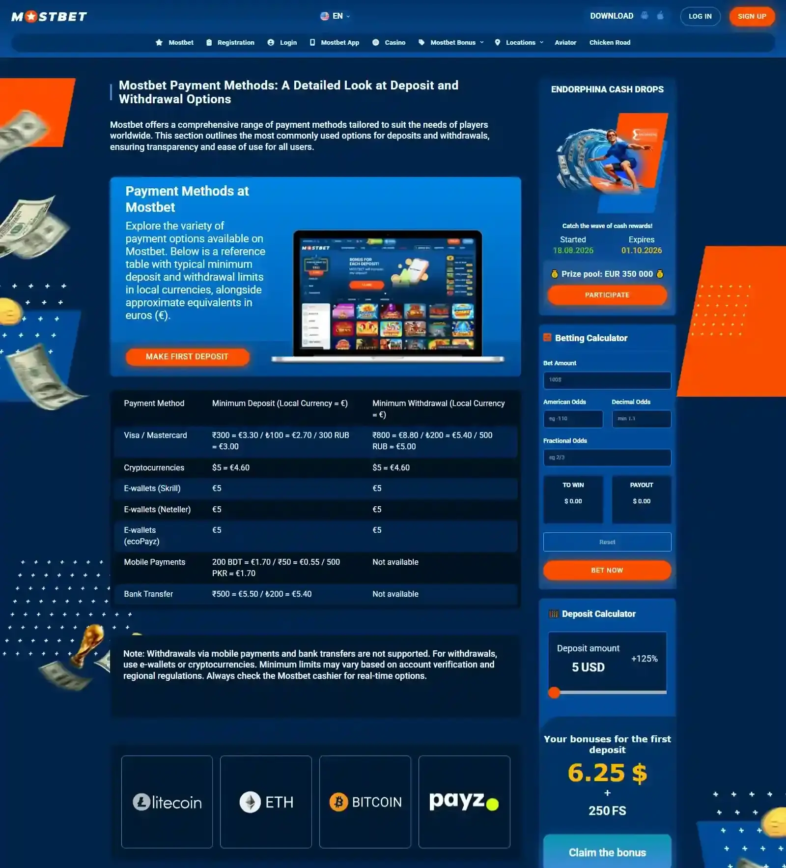 Mostbet payment methods and cashier overview